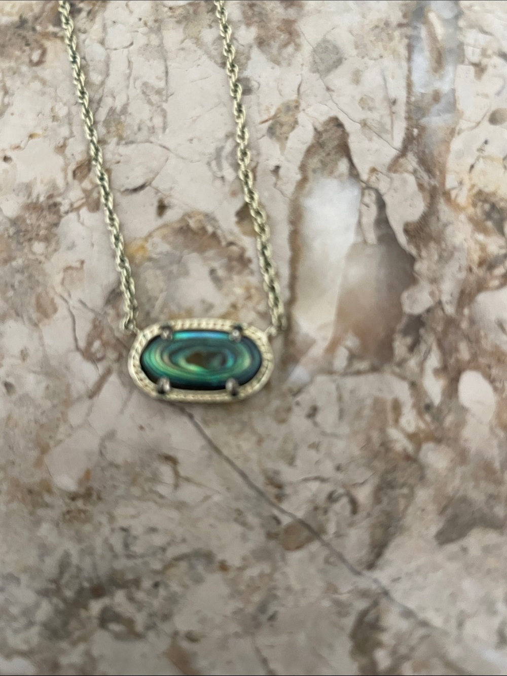 Kendra Scott Gold Necklace with Green Abalone Oval Pendant - Women Jewelry - Picture 2 of 4